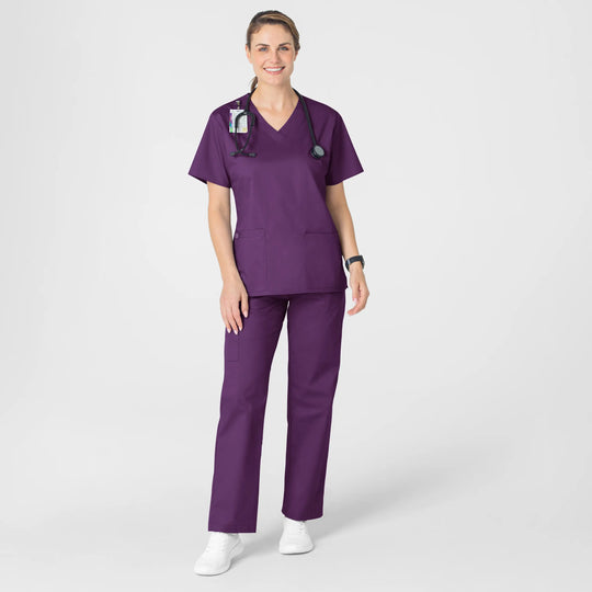 Wink Scrubs Women's WonderWORK V-Neck Scrub Top Eggplant | scrub-supply.com