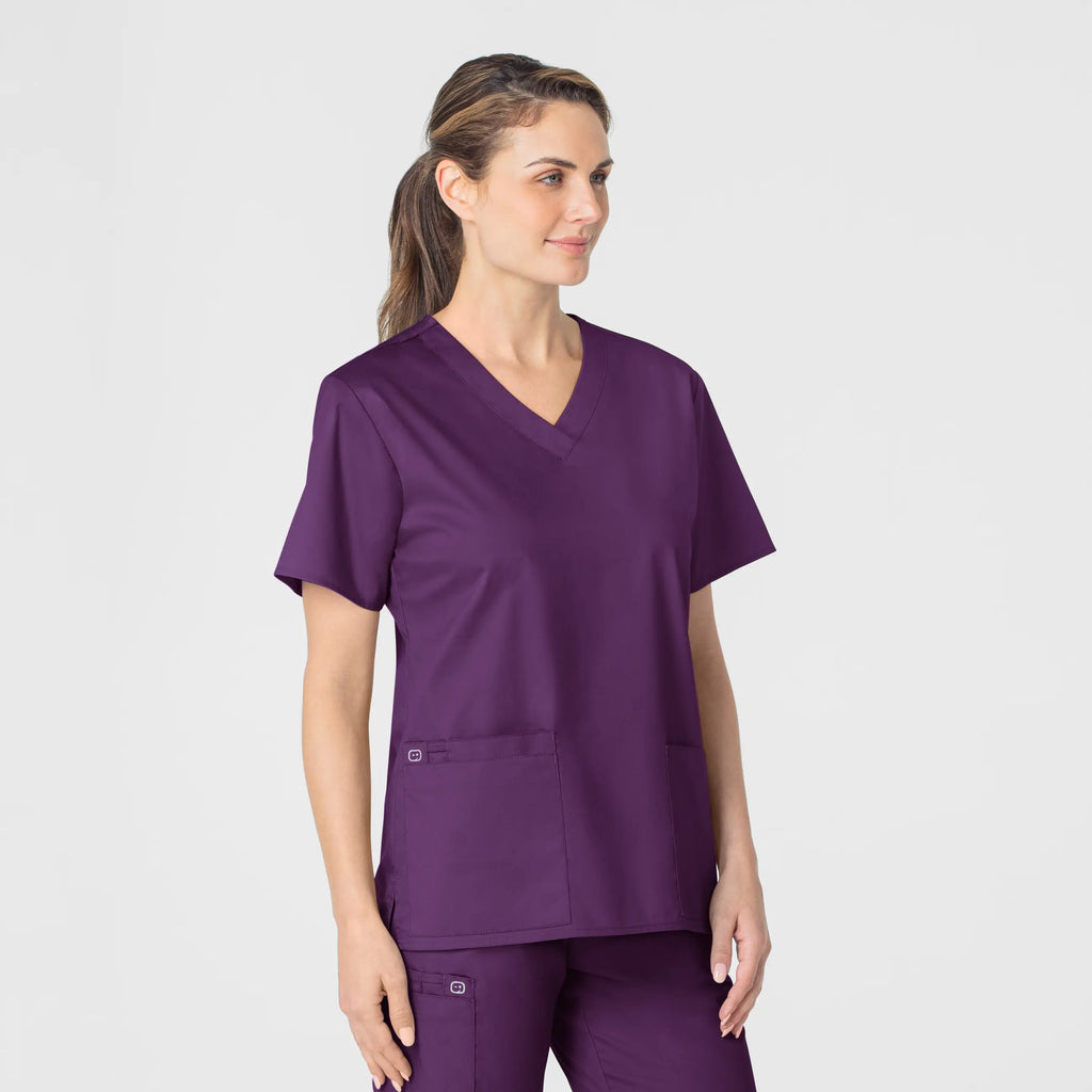 Wink Scrubs Women's WonderWORK V-Neck Scrub Top Eggplant | scrub-supply.com