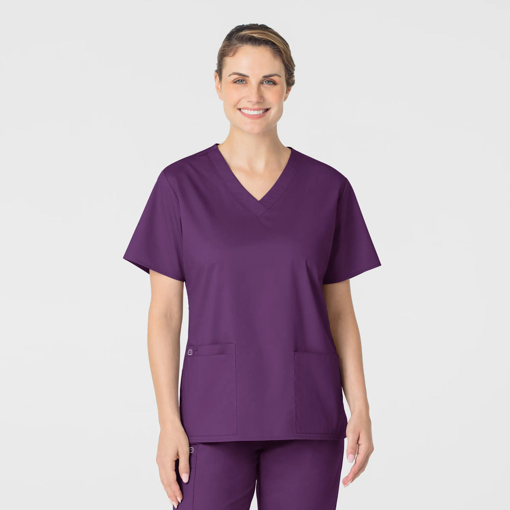 Wink Scrubs Women's WonderWORK V-Neck Scrub Top Eggplant | scrub-supply.com