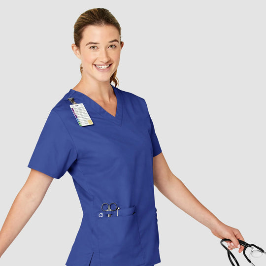 Wink Scrubs Women's WonderWORK V-Neck Scrub Top Galaxy Blue | scrub-supply.com