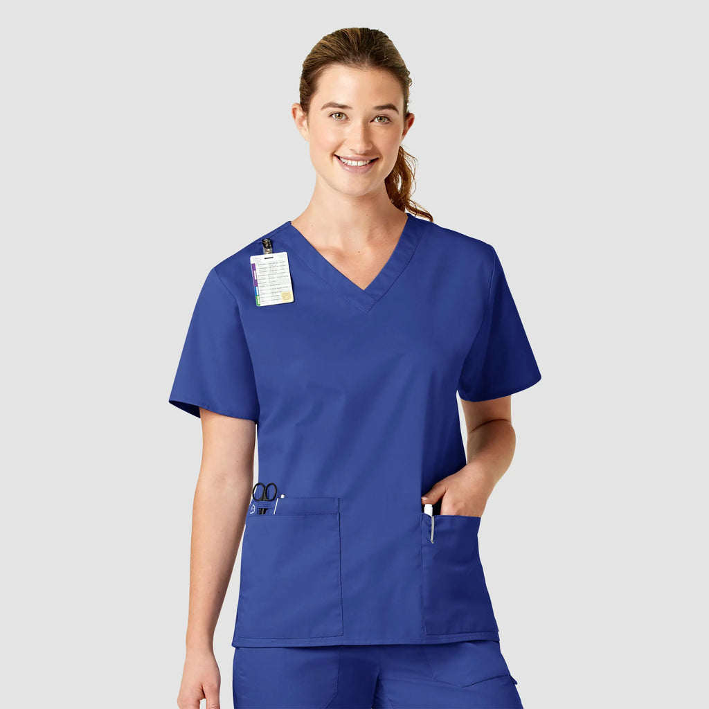 Wink Scrubs Women's WonderWORK V-Neck Scrub Top Galaxy Blue | scrub-supply.com