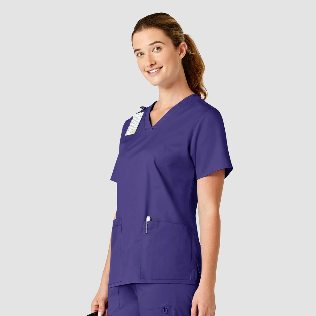 Wink Scrubs Women's WonderWORK V-Neck Scrub Top Grape | scrub-supply.com