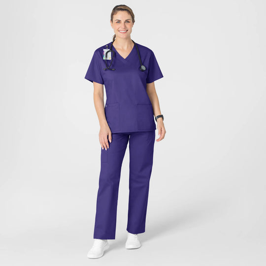 Wink Scrubs Women's WonderWORK V-Neck Scrub Top Grape | scrub-supply.com
