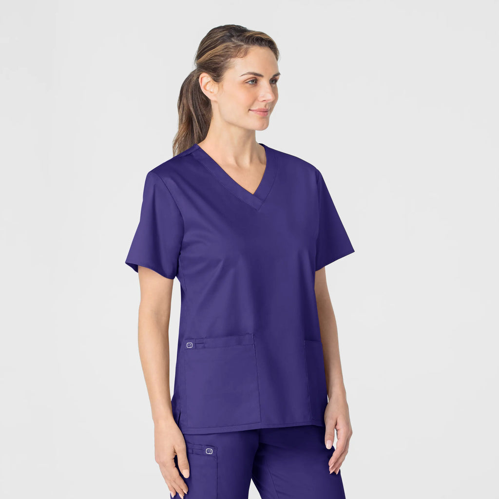 Wink Scrubs Women's WonderWORK V-Neck Scrub Top Grape | scrub-supply.com