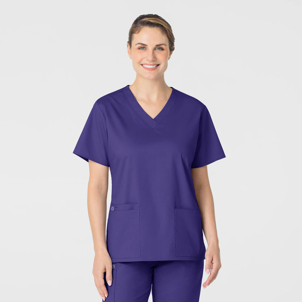 Wink Scrubs Women's WonderWORK V-Neck Scrub Top Grape | scrub-supply.com