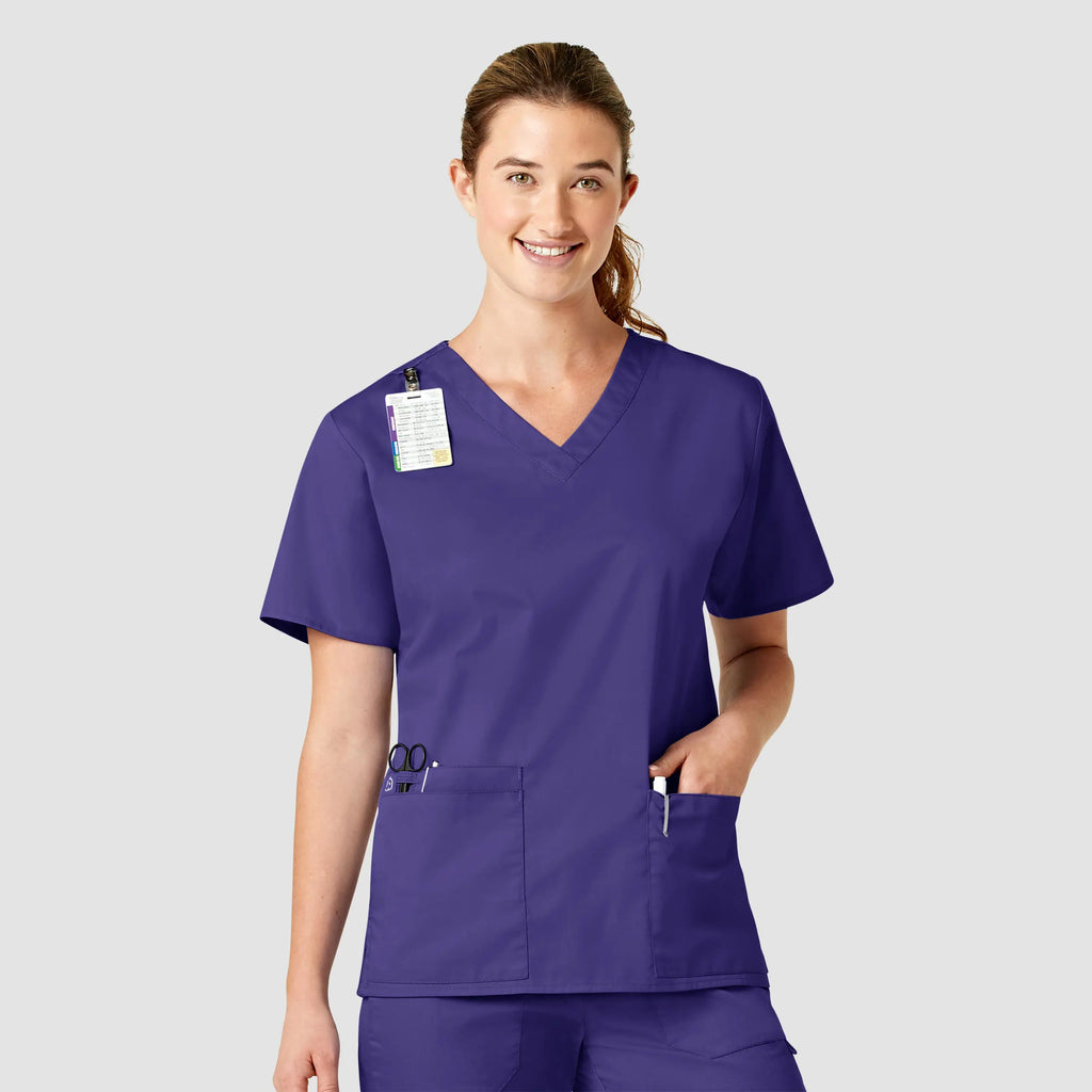 Wink Scrubs Women's WonderWORK V-Neck Scrub Top Grape | scrub-supply.com