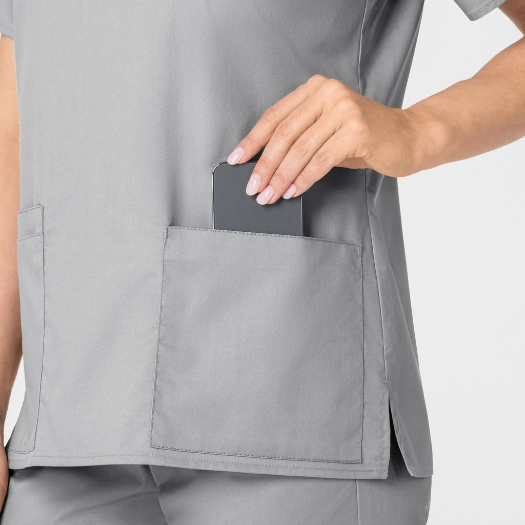 Wink Scrubs Women's WonderWORK V-Neck Scrub Top Grey | scrub-supply.com