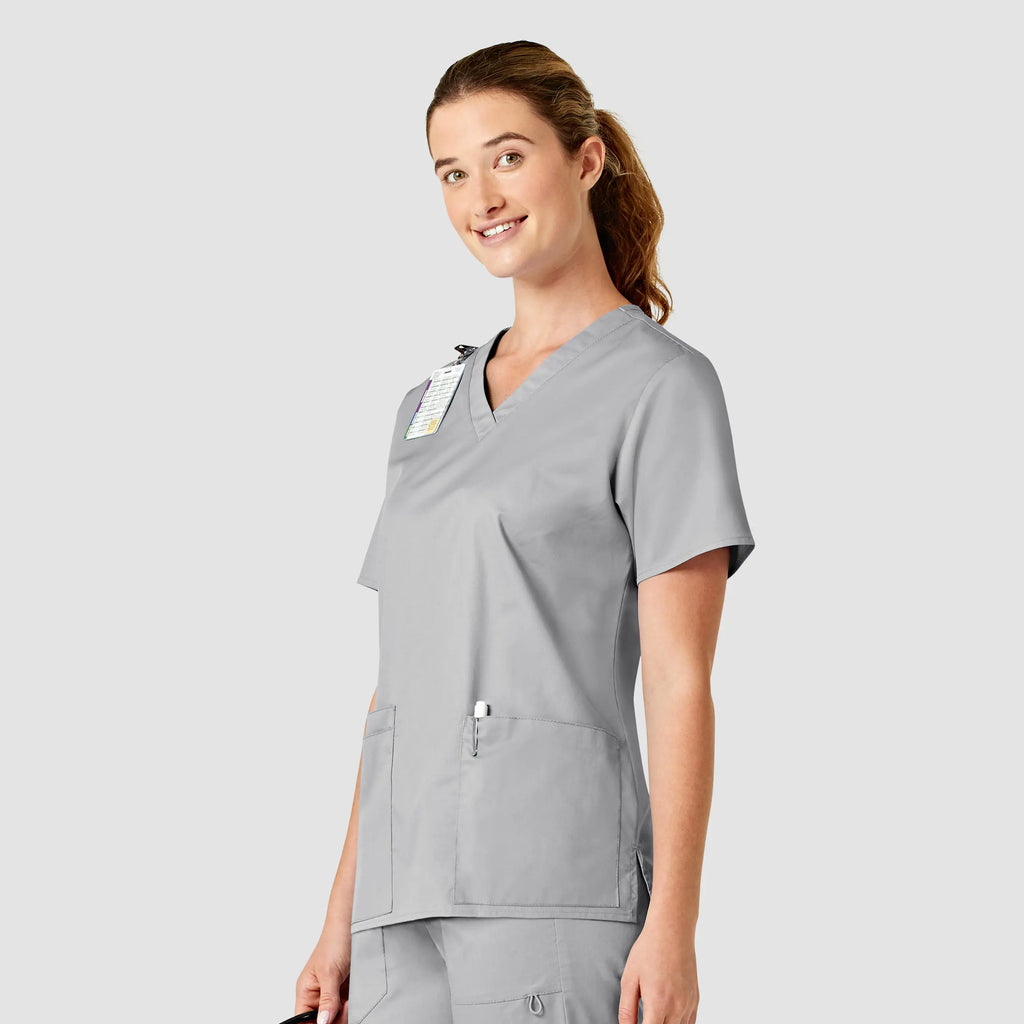 Wink Scrubs Women's WonderWORK V-Neck Scrub Top Grey | scrub-supply.com