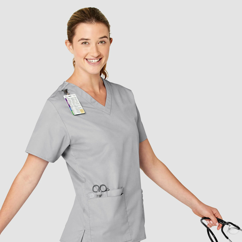 Wink Scrubs Women's WonderWORK V-Neck Scrub Top Grey | scrub-supply.com