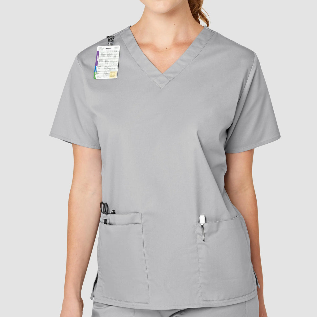 Wink Scrubs Women's WonderWORK V-Neck Scrub Top Grey | scrub-supply.com