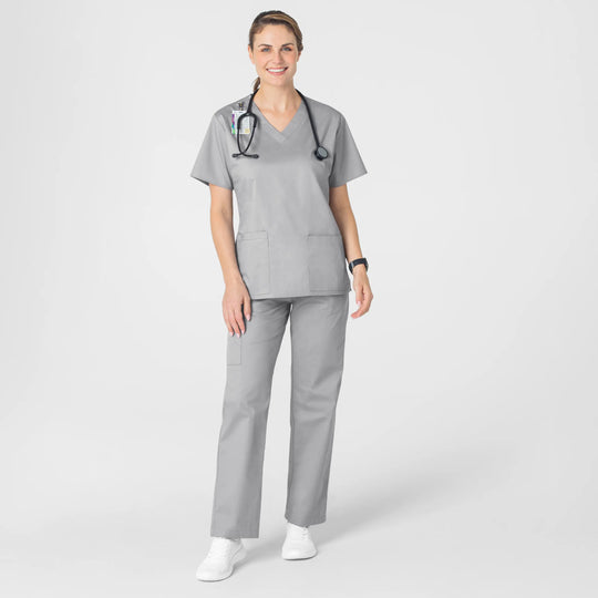 Wink Scrubs Women's WonderWORK V-Neck Scrub Top Grey | scrub-supply.com