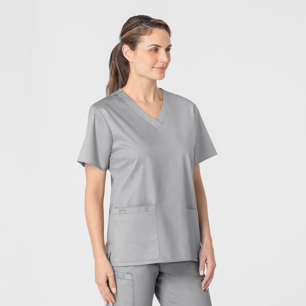 Wink Scrubs Women's WonderWORK V-Neck Scrub Top Grey | scrub-supply.com