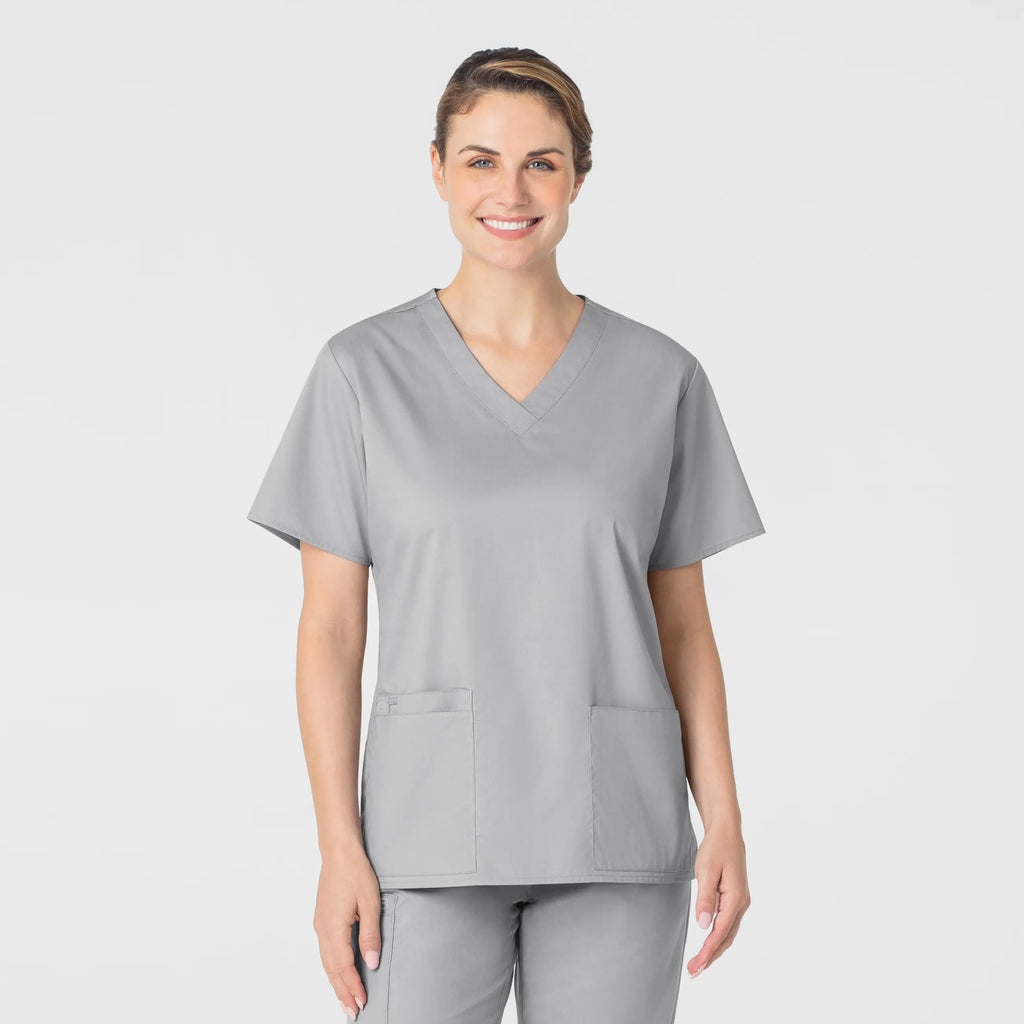 Wink Scrubs Women's WonderWORK V-Neck Scrub Top Grey | scrub-supply.com