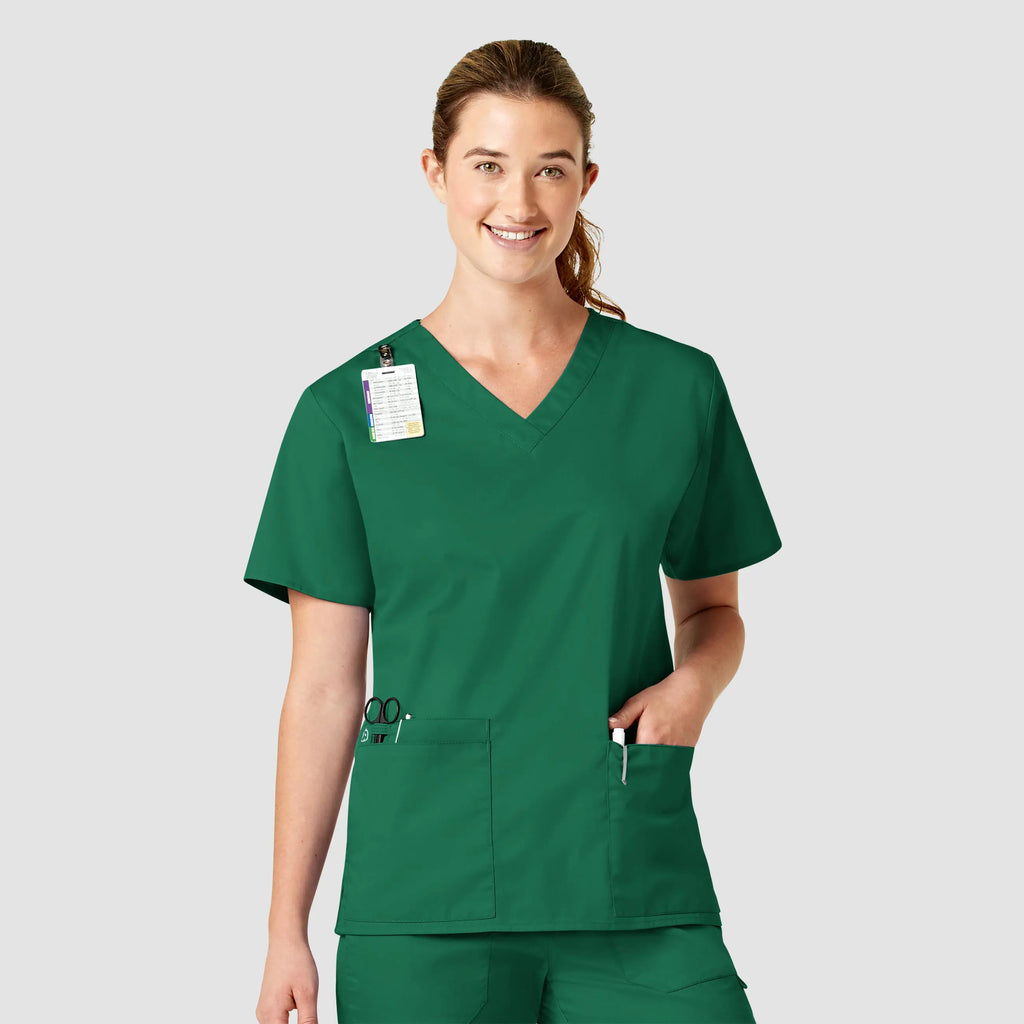 Wink Scrubs Women's WonderWORK V-Neck Scrub Top Hunter | scrub-supply.com