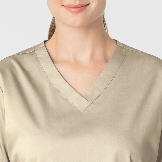 Wink Scrubs Women's WonderWORK V-Neck Scrub Top Khaki | scrub-supply.com