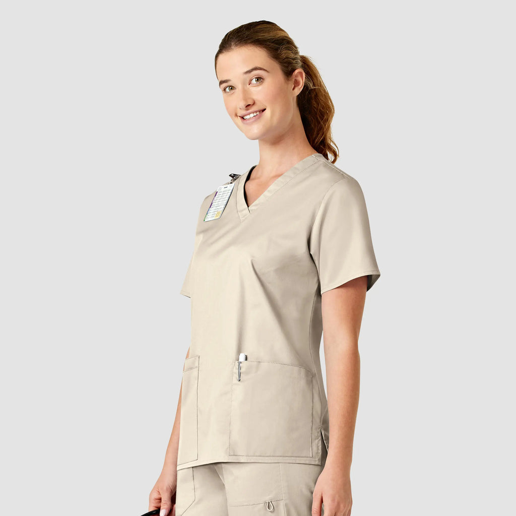 Wink Scrubs Women's WonderWORK V-Neck Scrub Top Khaki | scrub-supply.com