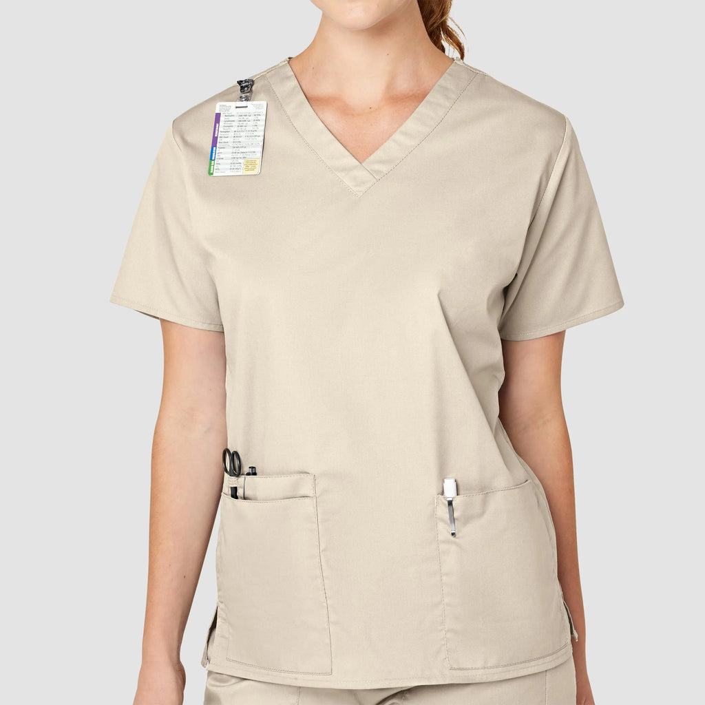 Wink Scrubs Women's WonderWORK V-Neck Scrub Top Khaki | scrub-supply.com