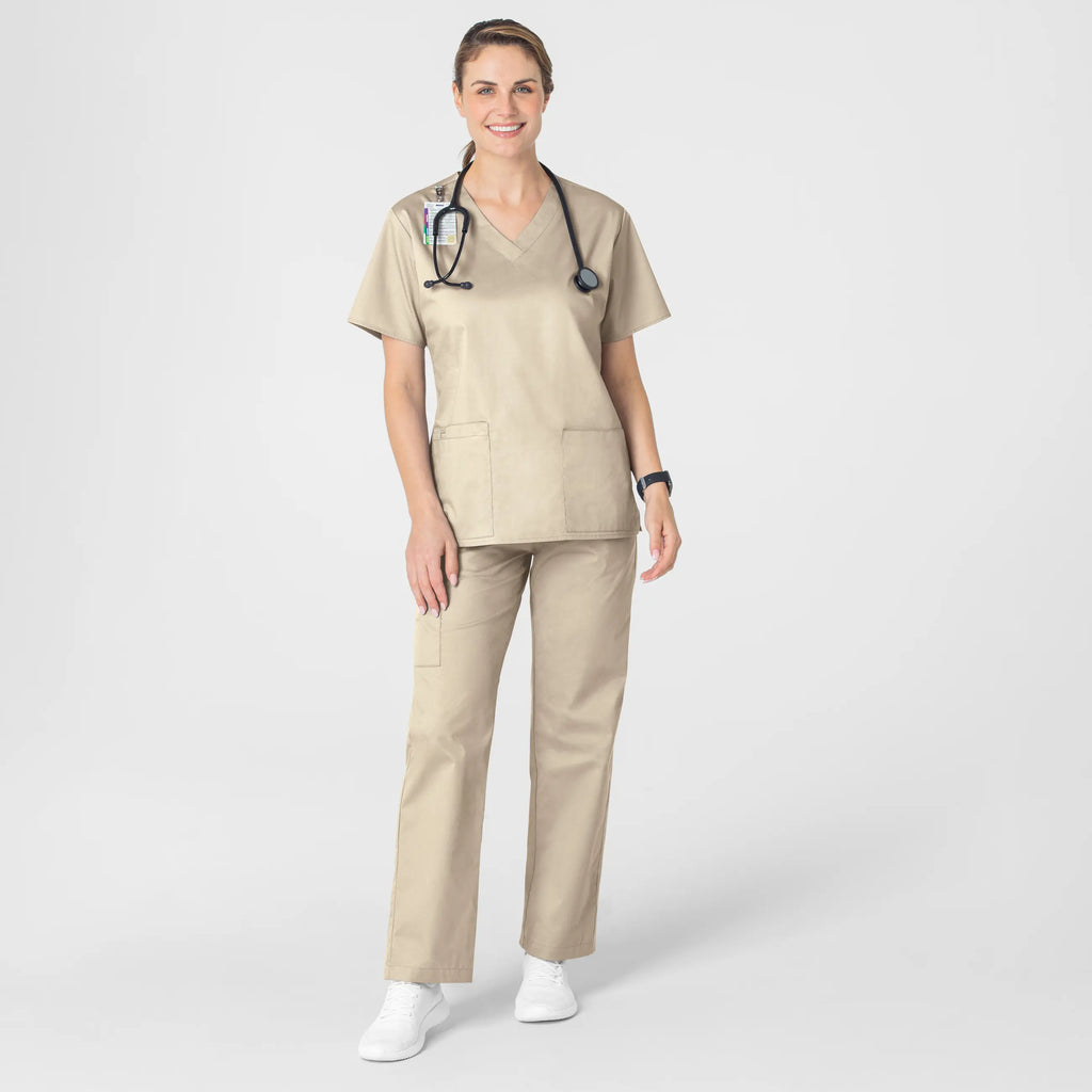 Wink Scrubs Women's WonderWORK V-Neck Scrub Top Khaki | scrub-supply.com