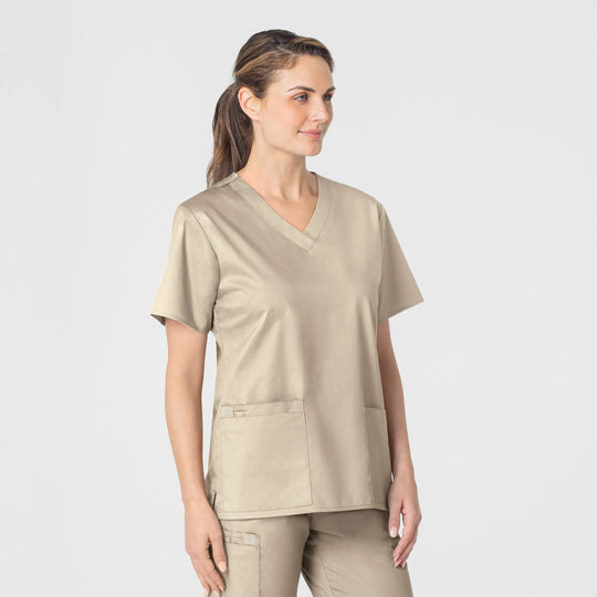 Wink Scrubs Women's WonderWORK V-Neck Scrub Top Khaki | scrub-supply.com