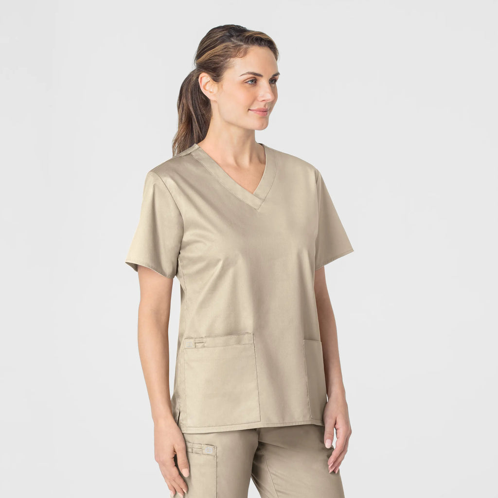 Wink Scrubs Women's WonderWORK V-Neck Scrub Top Khaki | scrub-supply.com