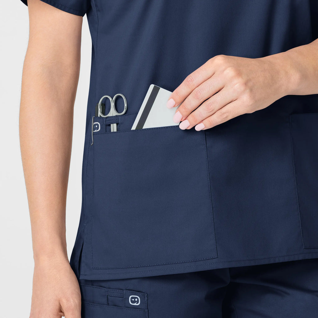 Wink Scrubs Women's WonderWORK V-Neck Scrub Top Navy | scrub-supply.com