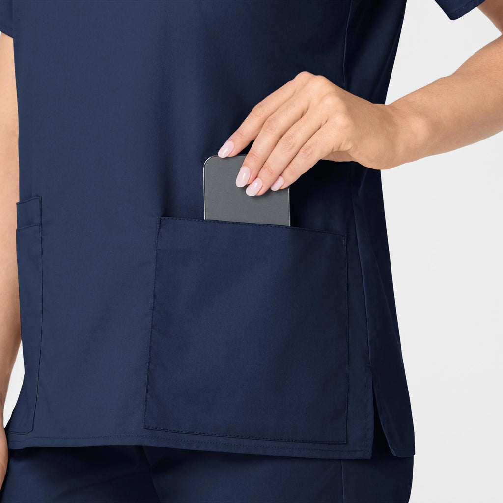 Wink Scrubs Women's WonderWORK V-Neck Scrub Top Navy | scrub-supply.com