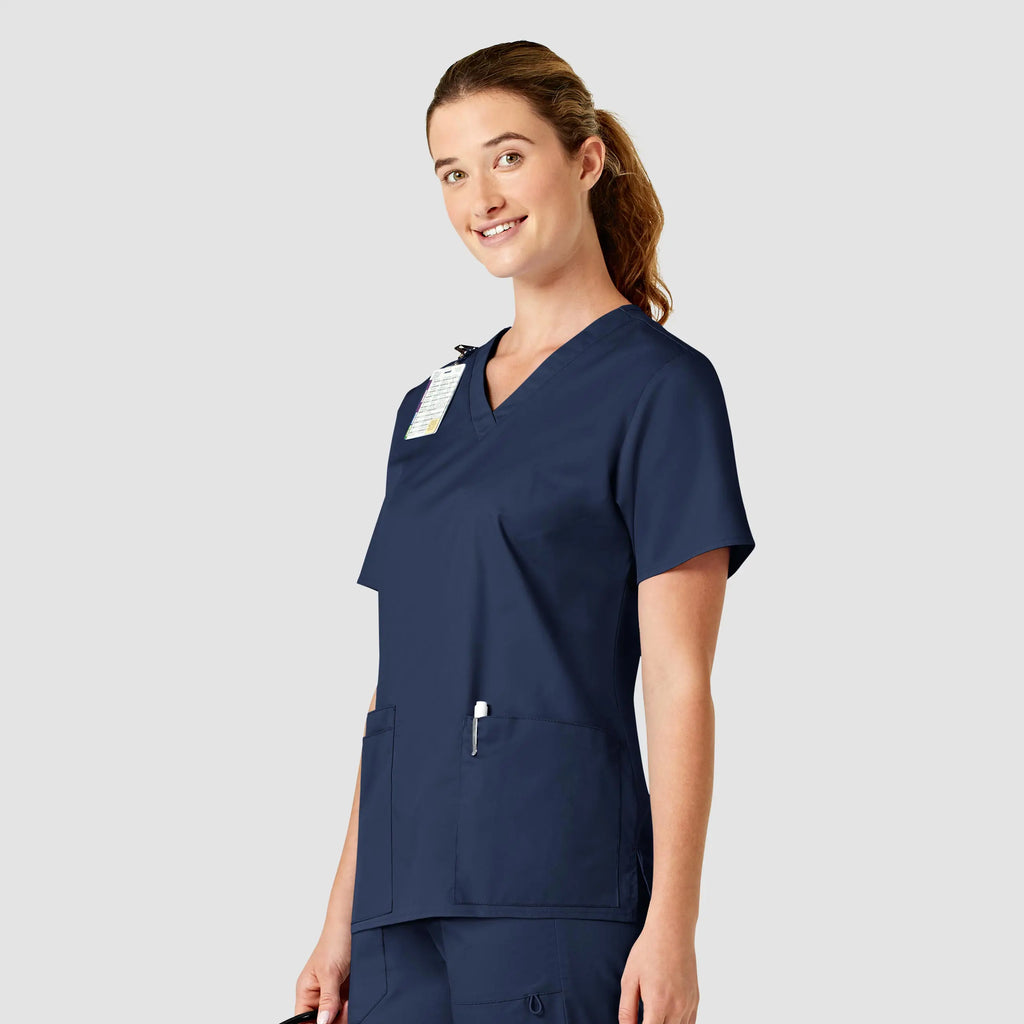 Wink Scrubs Women's WonderWORK V-Neck Scrub Top Navy | scrub-supply.com