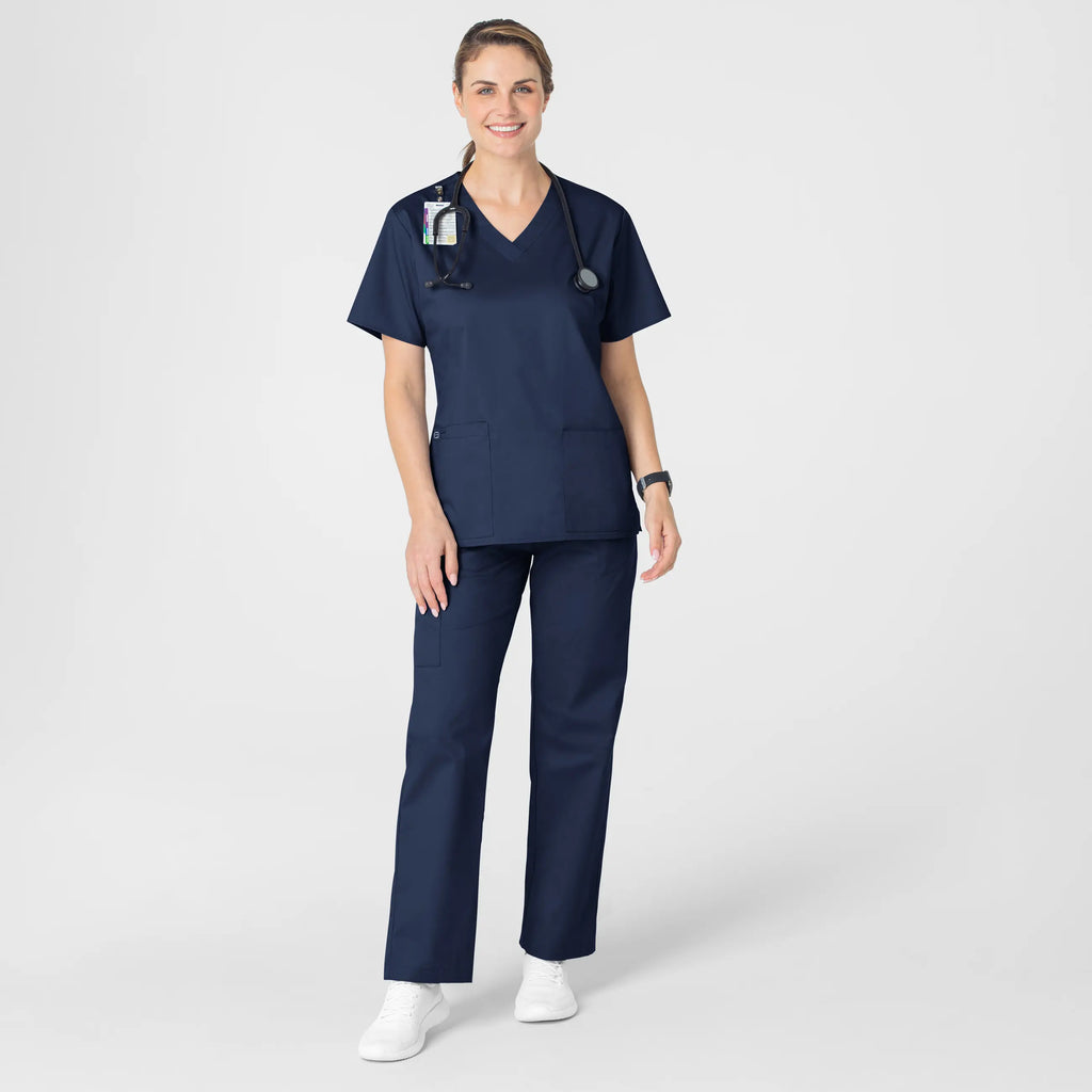 Wink Scrubs Women's WonderWORK V-Neck Scrub Top Navy | scrub-supply.com