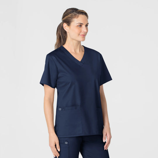 Wink Scrubs Women's WonderWORK V-Neck Scrub Top Navy | scrub-supply.com