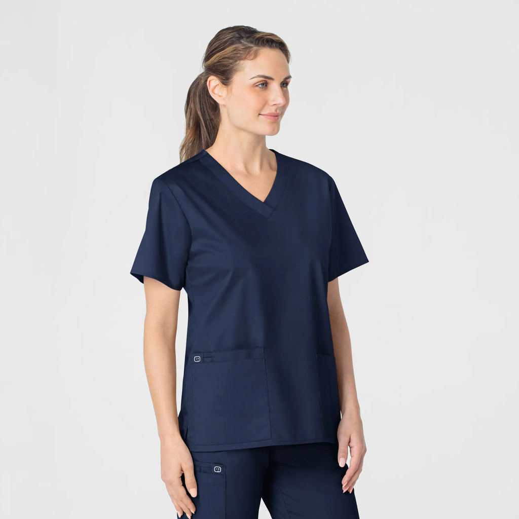 Wink Scrubs Women's WonderWORK V-Neck Scrub Top Navy | scrub-supply.com