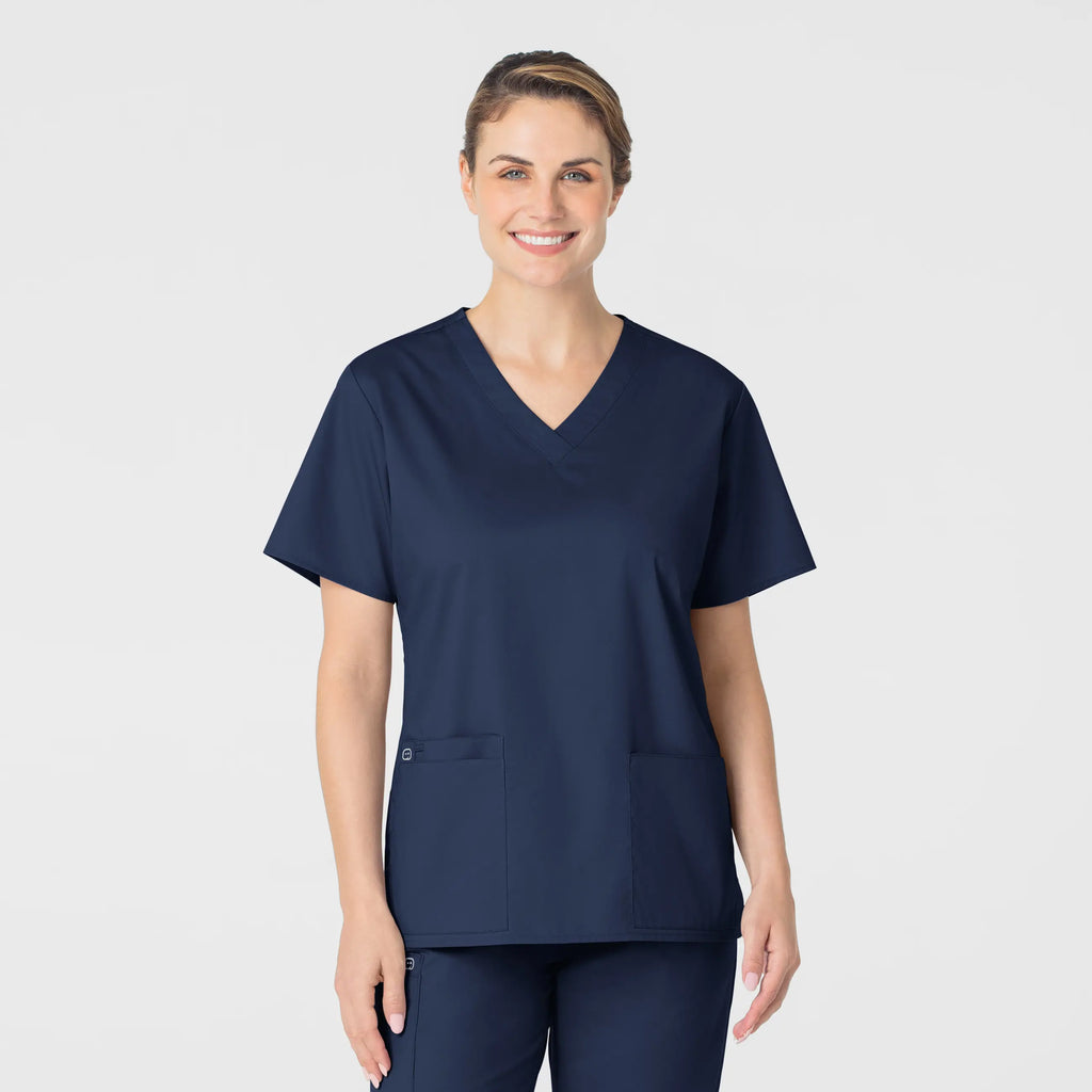 Wink Scrubs Women's WonderWORK V-Neck Scrub Top Navy | scrub-supply.com