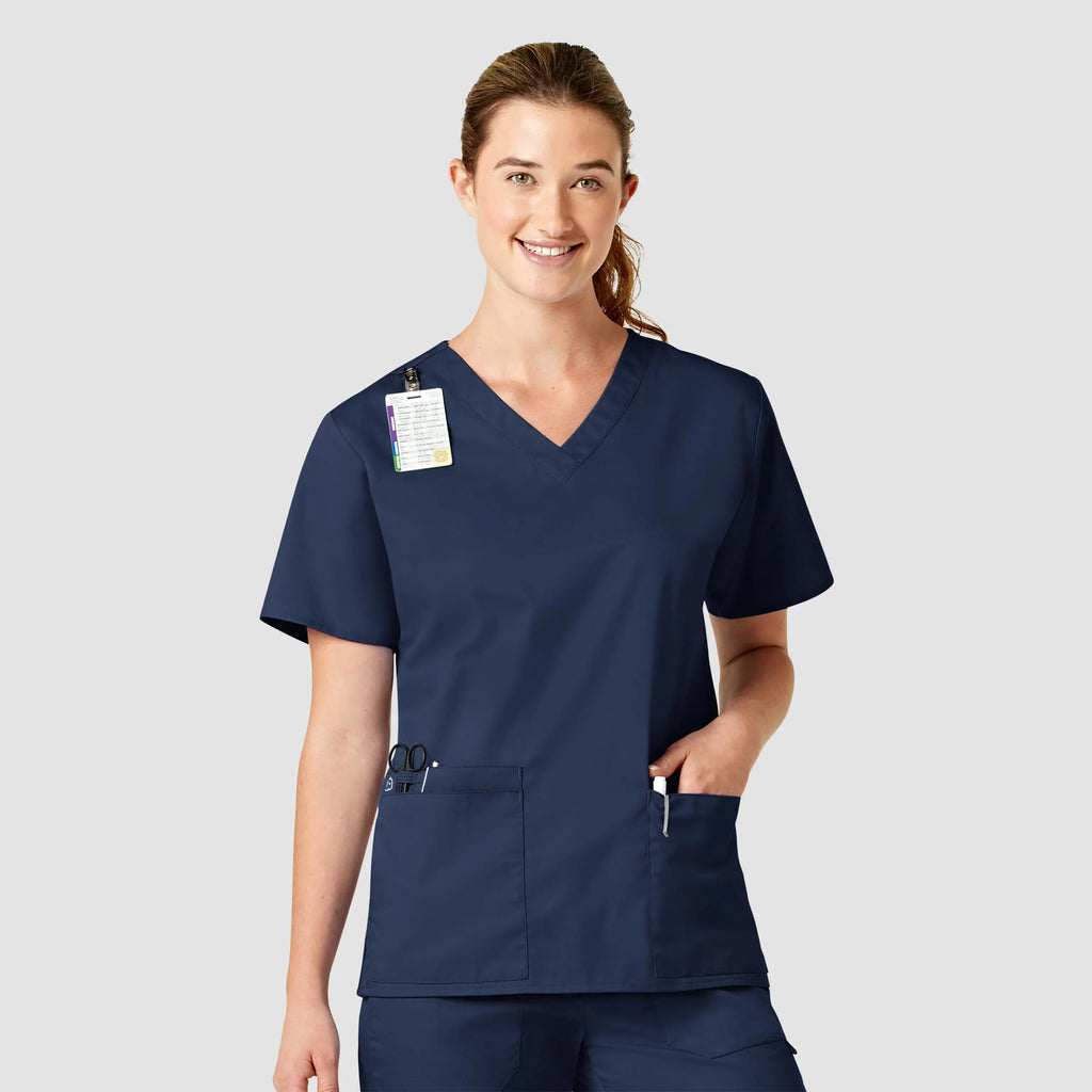 Wink Scrubs Women's WonderWORK V-Neck Scrub Top Navy | scrub-supply.com