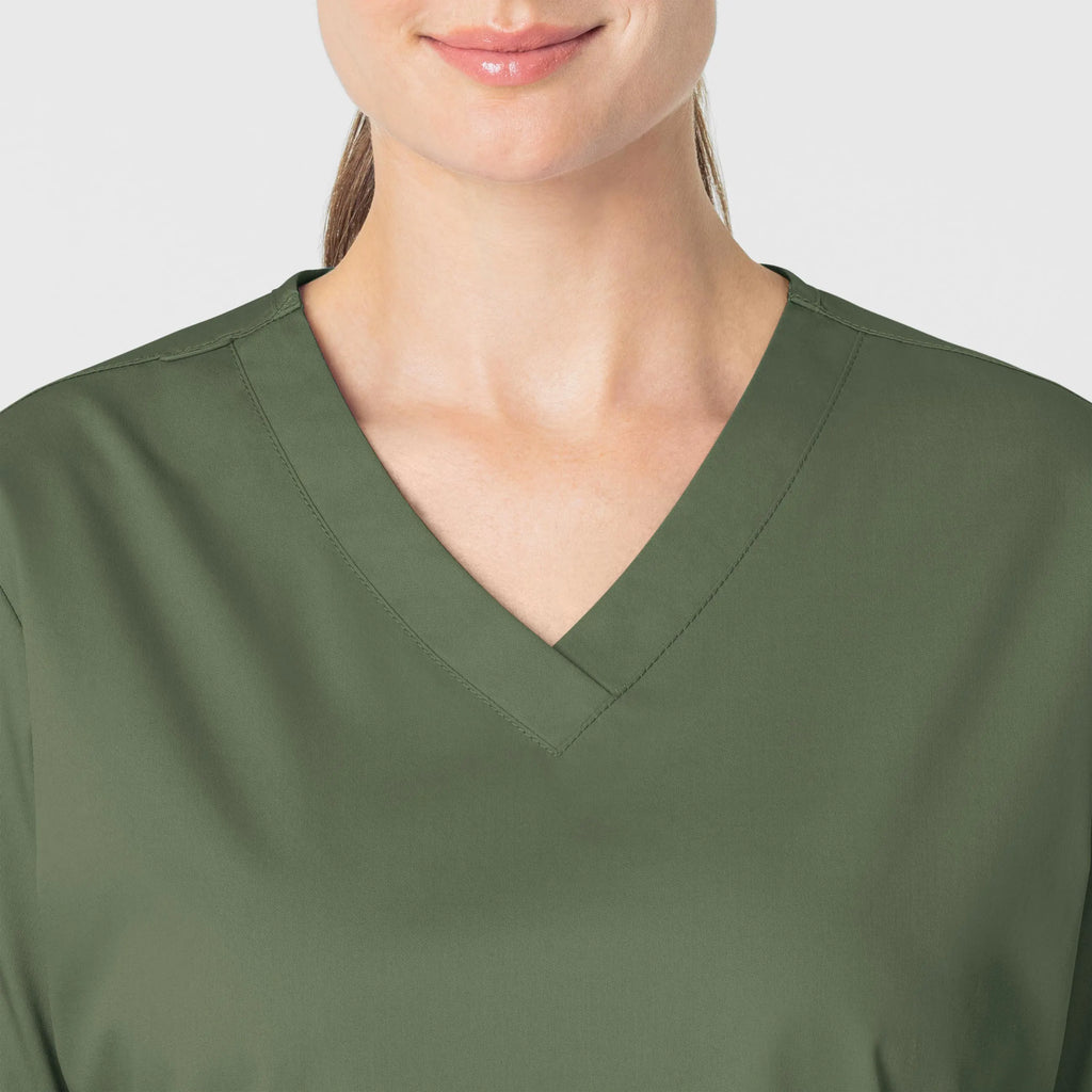 Wink Scrubs Women's WonderWORK V-Neck Scrub Top Olive | scrub-supply.com