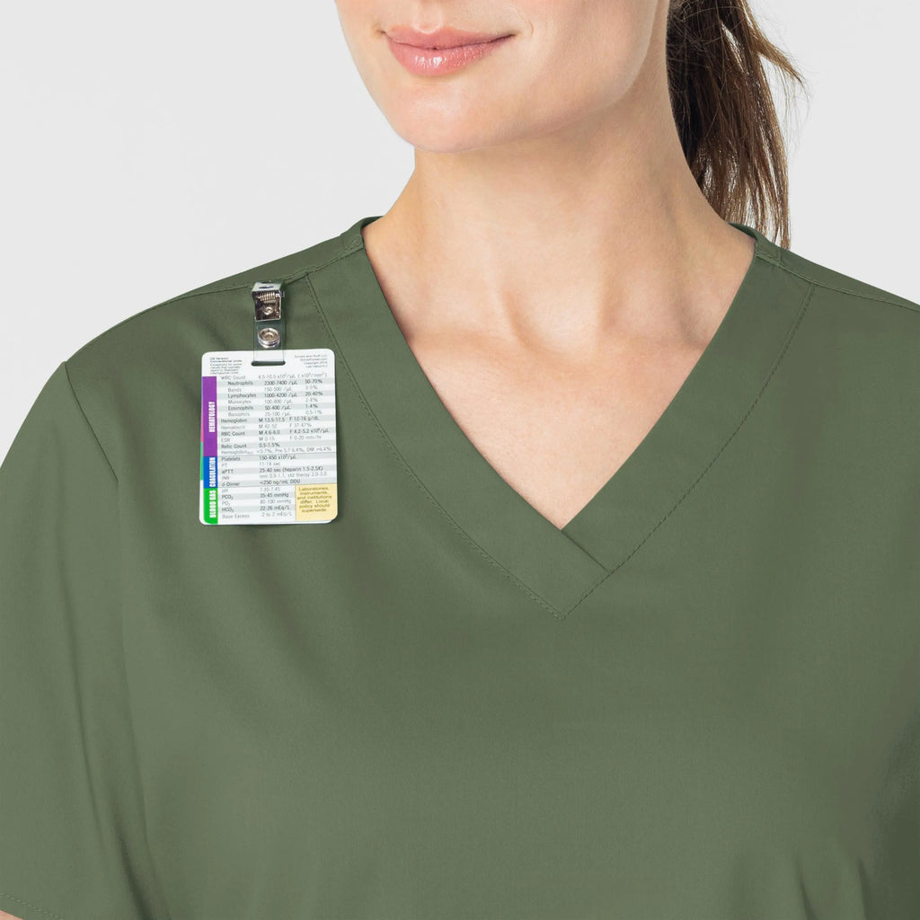 Wink Scrubs Women's WonderWORK V-Neck Scrub Top Olive | scrub-supply.com