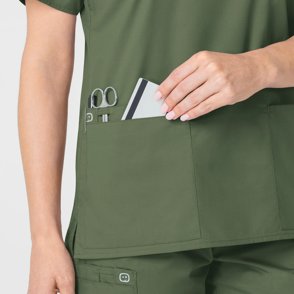 Wink Scrubs Women's WonderWORK V-Neck Scrub Top Olive | scrub-supply.com