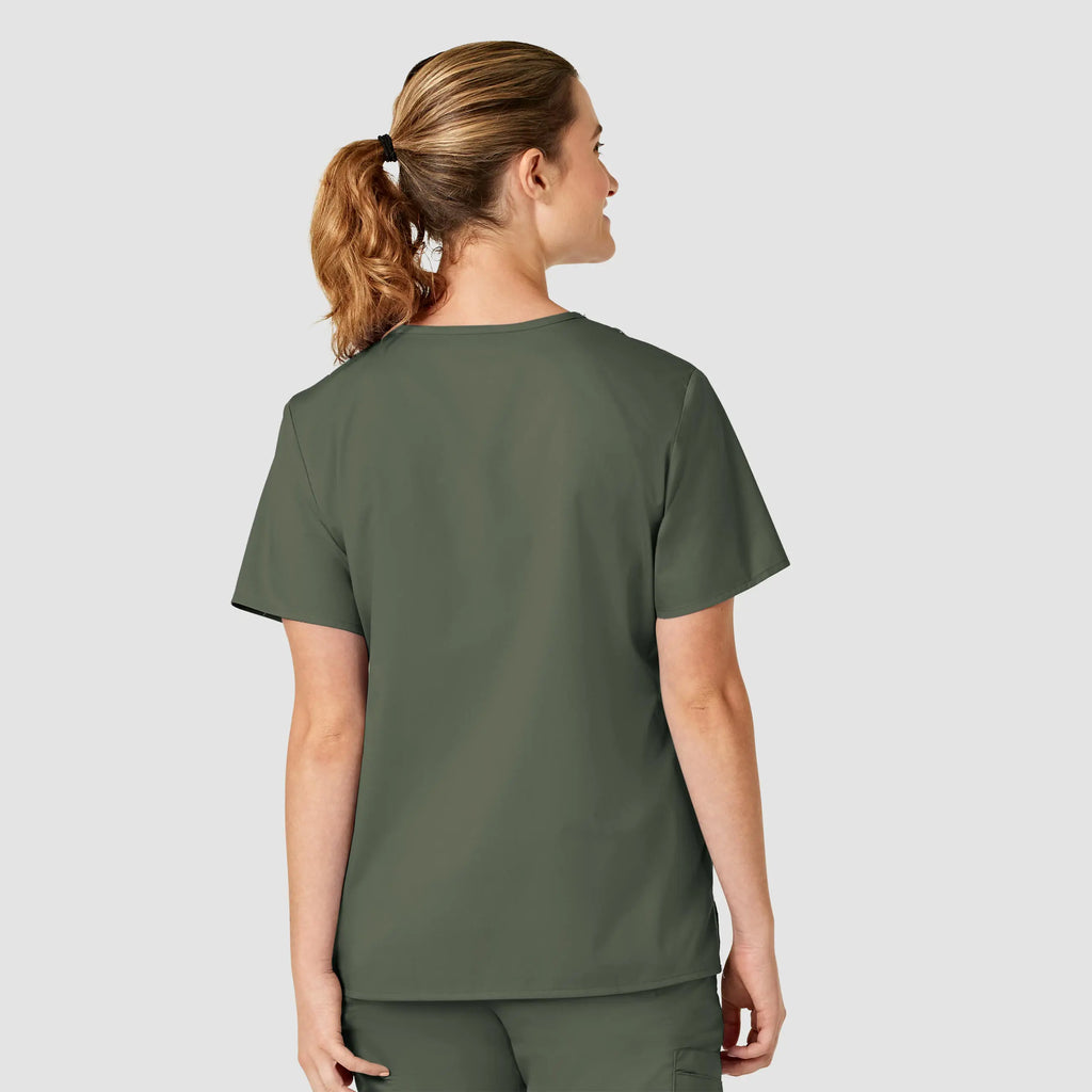 Wink Scrubs Women's WonderWORK V-Neck Scrub Top Olive | scrub-supply.com