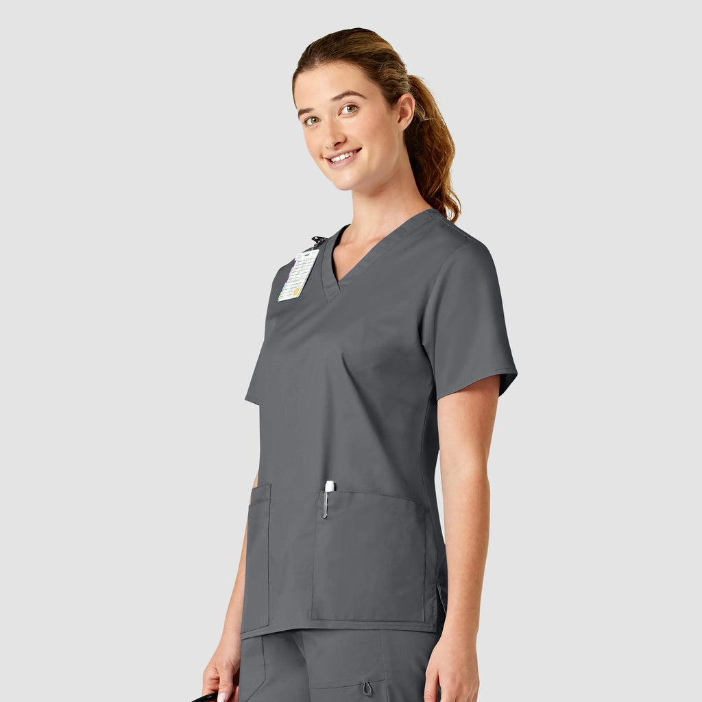 Wink Scrubs Women's WonderWORK V-Neck Scrub Top Pewter | scrub-supply.com