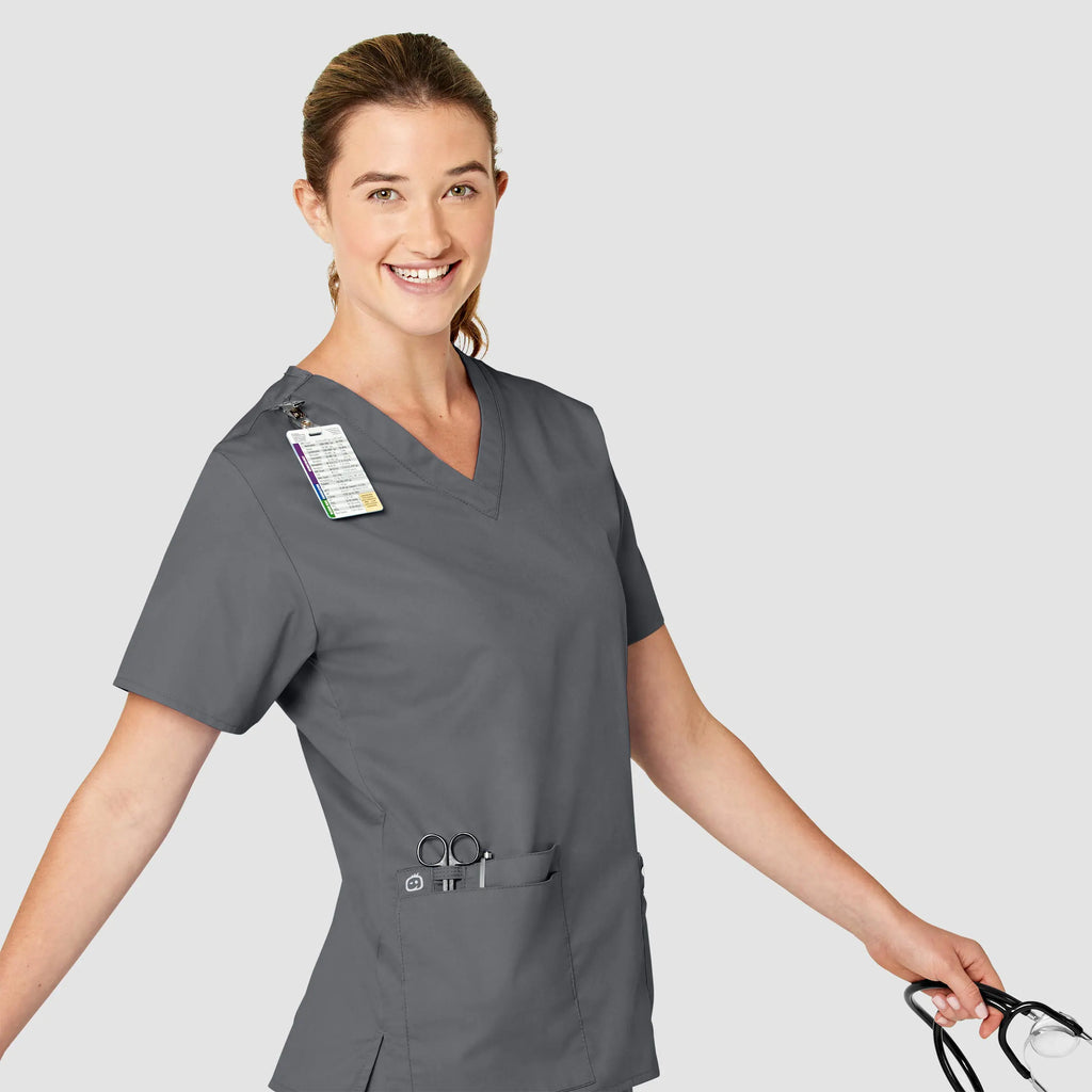 Wink Scrubs Women's WonderWORK V-Neck Scrub Top Pewter | scrub-supply.com