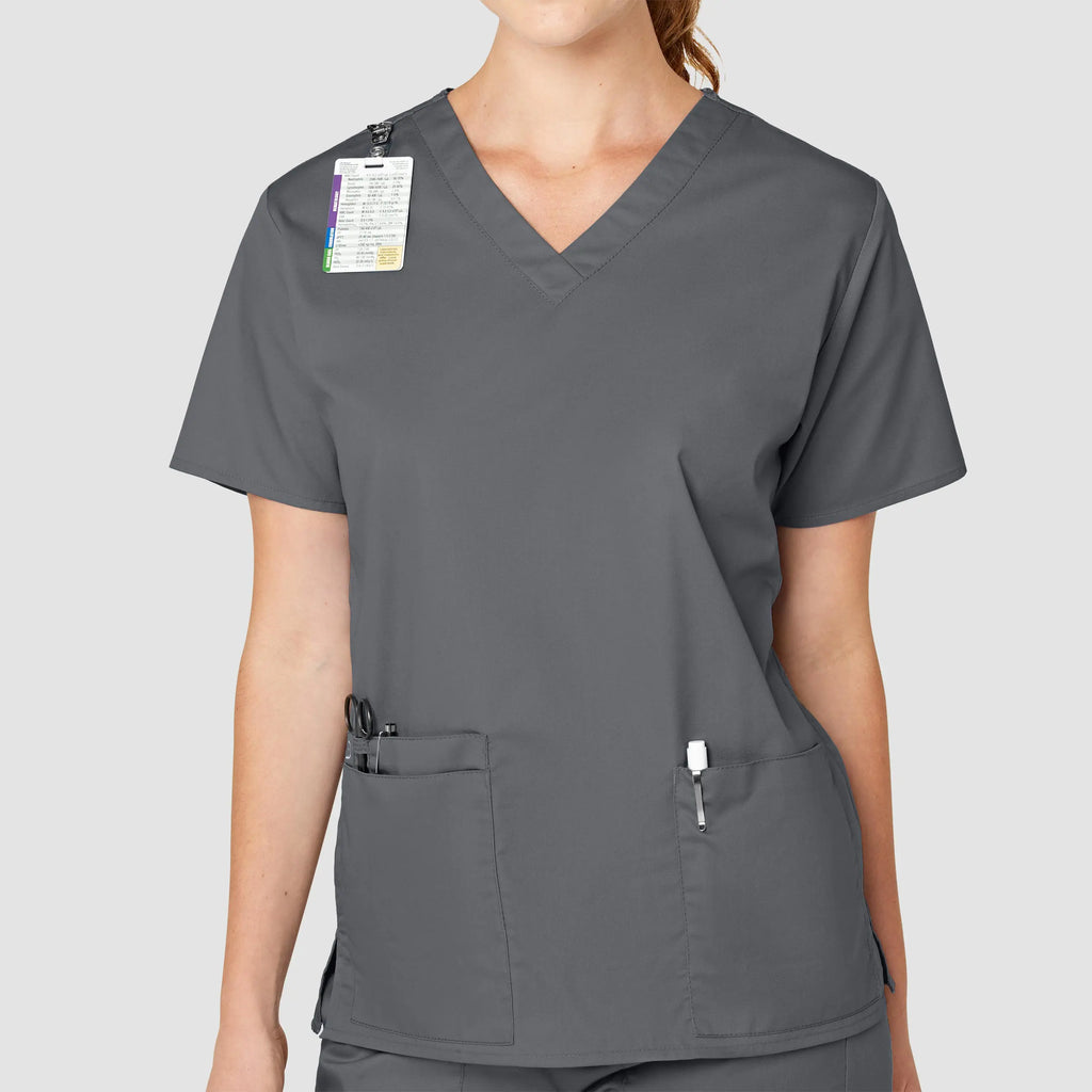 Wink Scrubs Women's WonderWORK V-Neck Scrub Top Pewter | scrub-supply.com