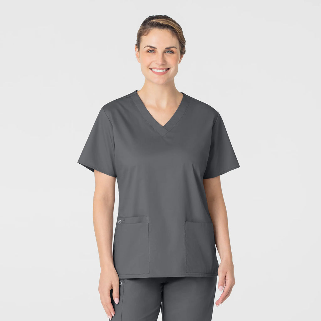 Wink Scrubs Women's WonderWORK V-Neck Scrub Top Pewter | scrub-supply.com