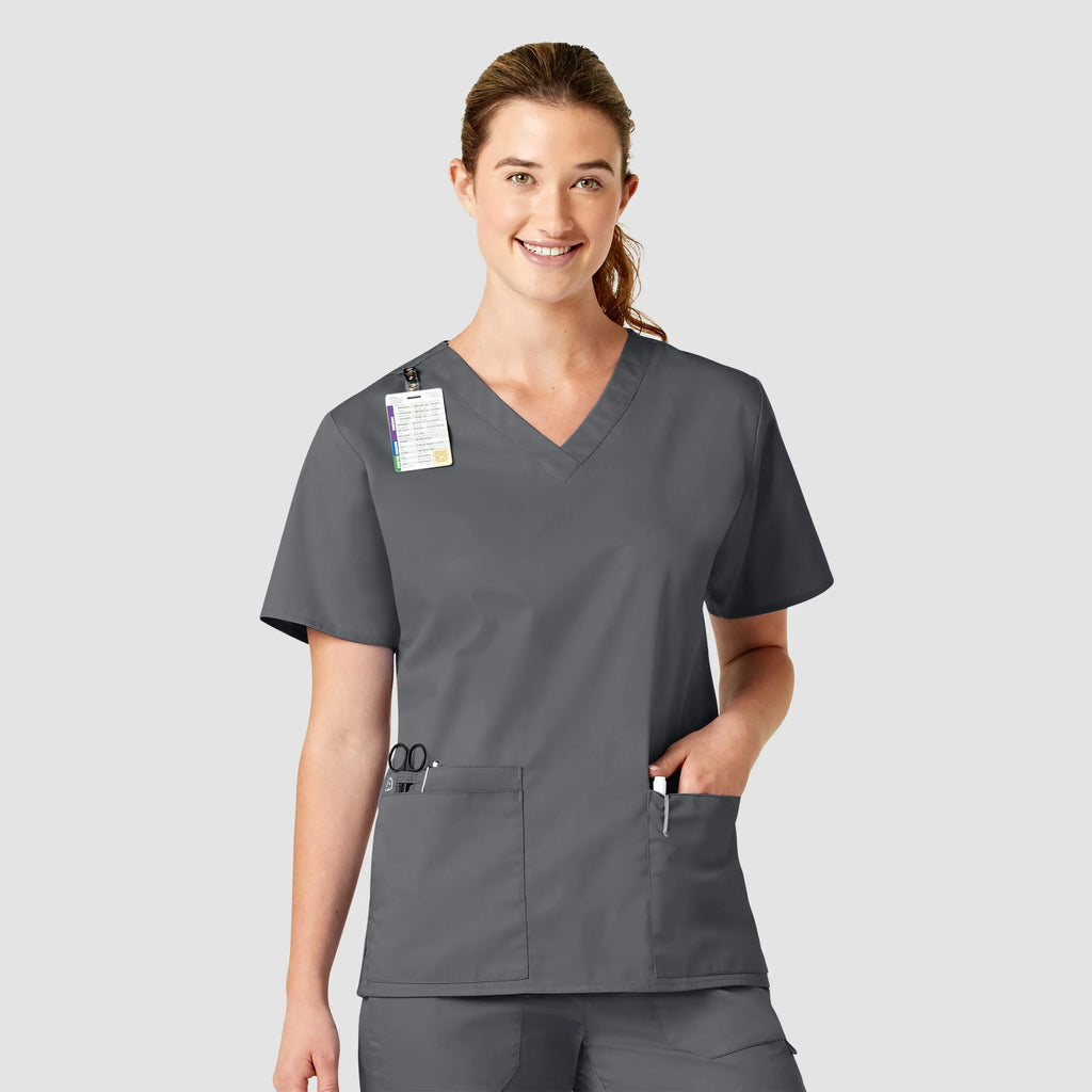 Wink Scrubs Women's WonderWORK V-Neck Scrub Top Pewter | scrub-supply.com