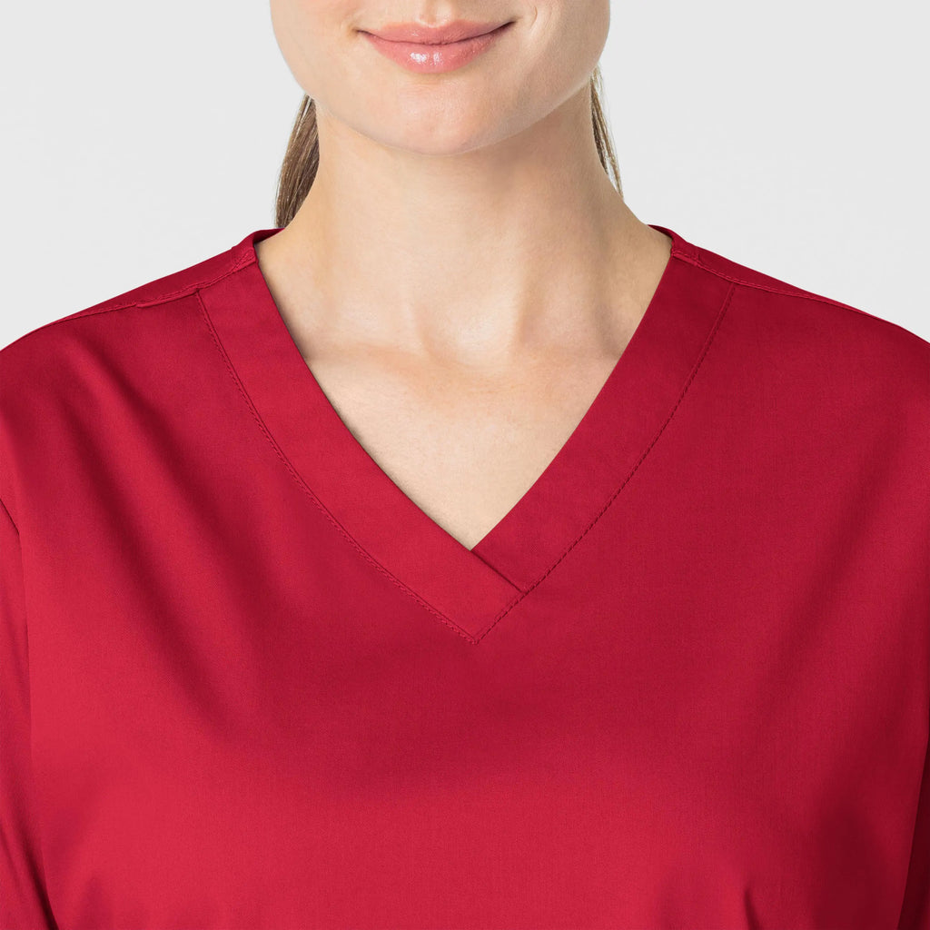 Wink Scrubs Women's WonderWORK V-Neck Scrub Top Red | scrub-supply.com