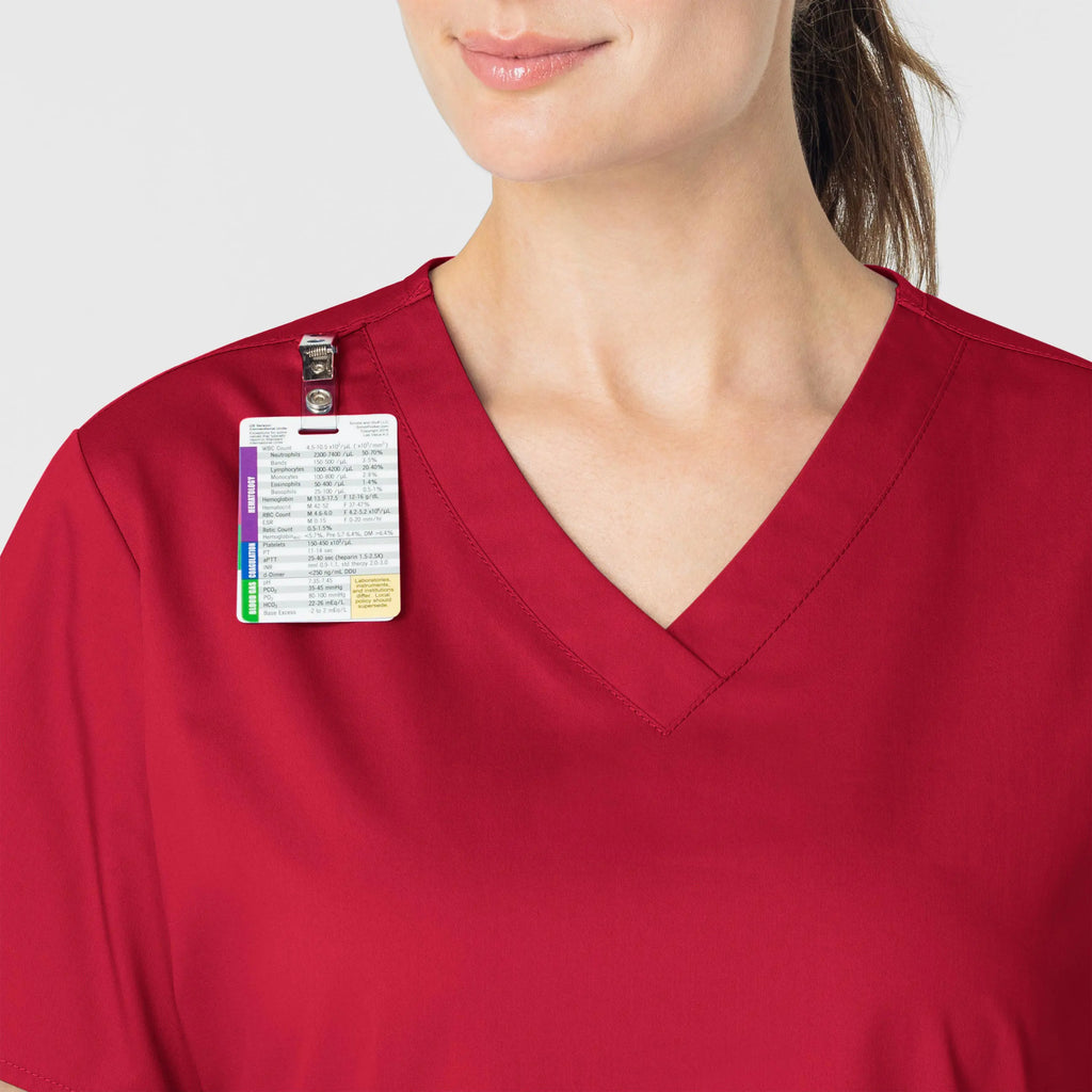 Wink Scrubs Women's WonderWORK V-Neck Scrub Top Red | scrub-supply.com