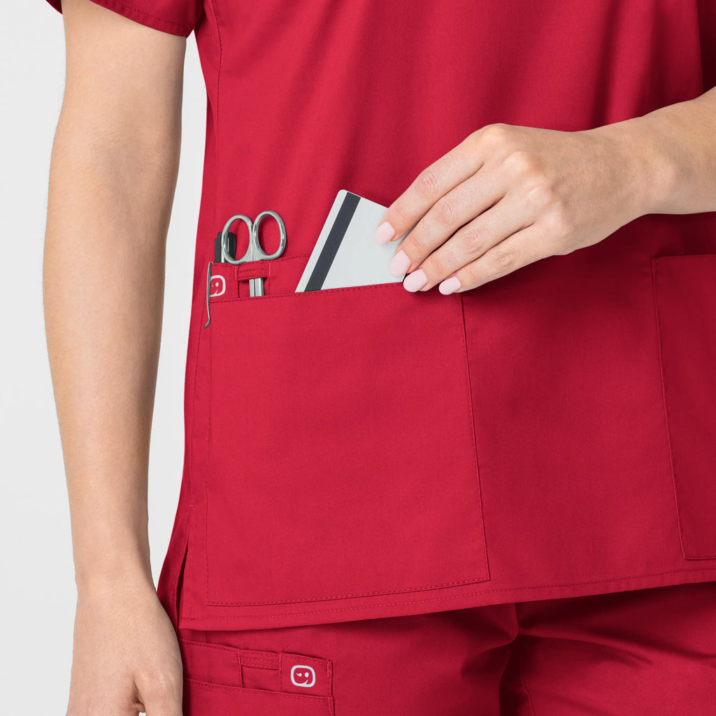 Wink Scrubs Women's WonderWORK V-Neck Scrub Top Red | scrub-supply.com