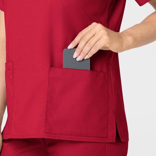Wink Scrubs Women's WonderWORK V-Neck Scrub Top Red | scrub-supply.com