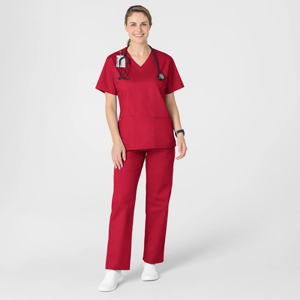 Wink Scrubs Women's WonderWORK V-Neck Scrub Top Red | scrub-supply.com