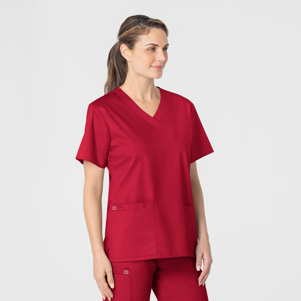 Wink Scrubs Women's WonderWORK V-Neck Scrub Top Red | scrub-supply.com