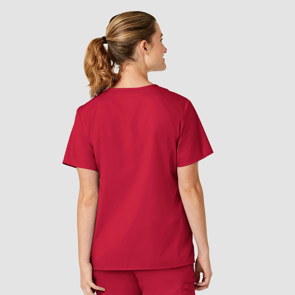 Wink Scrubs Women's WonderWORK V-Neck Scrub Top Red | scrub-supply.com