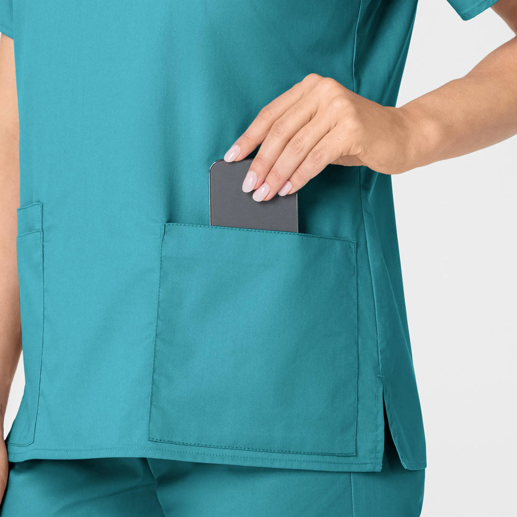 Wink Scrubs Women's WonderWORK V-Neck Scrub Top Teal | scrub-supply.com