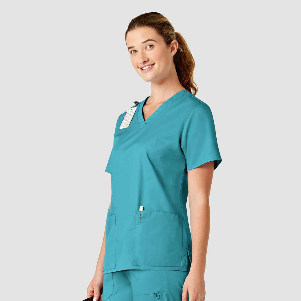 Wink Scrubs Women's WonderWORK V-Neck Scrub Top Teal | scrub-supply.com